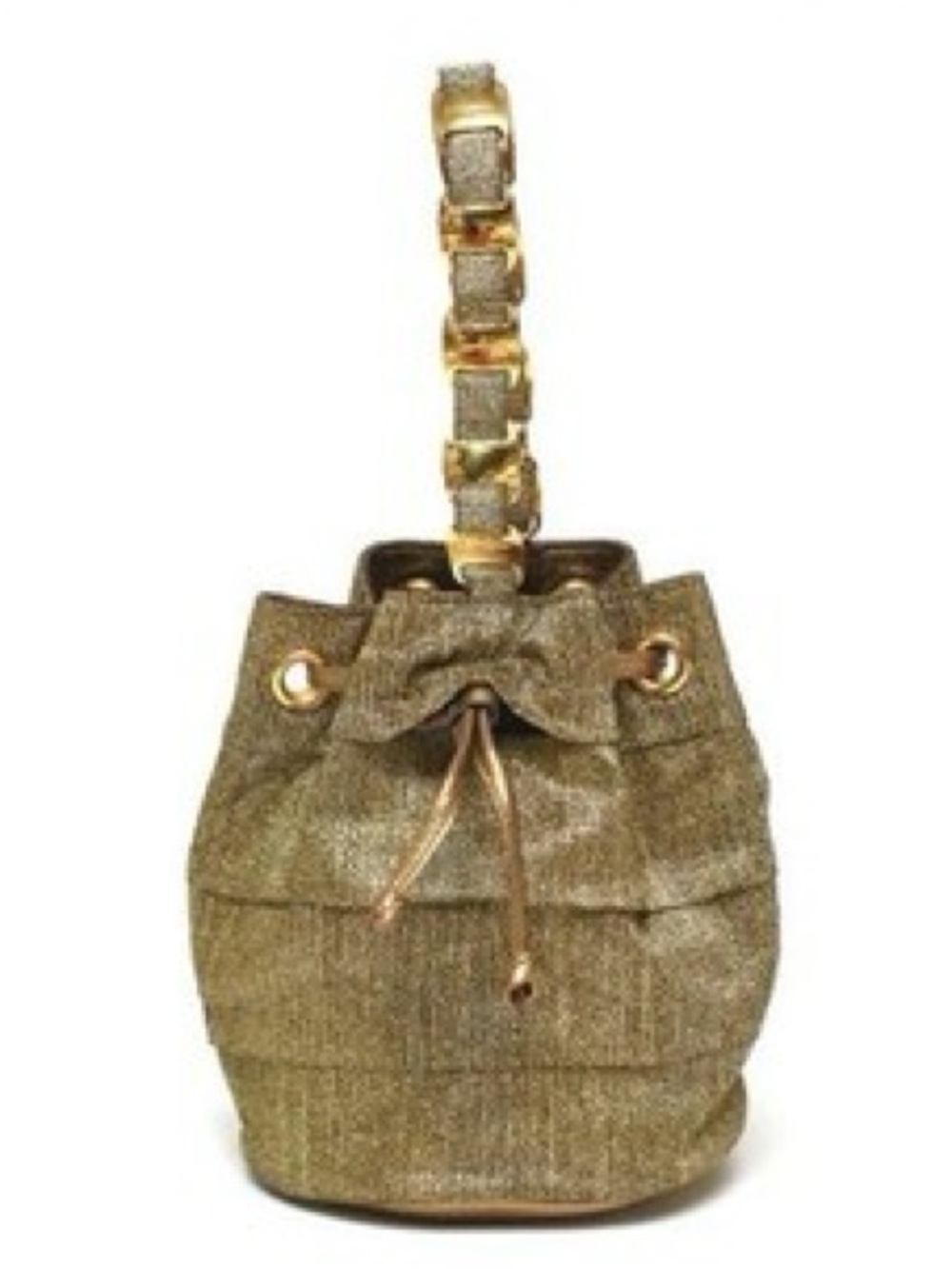 Ferragamo Vintage Vala Ribbon Gold Drawstring Shoulder Bag w/ Gold Hardware